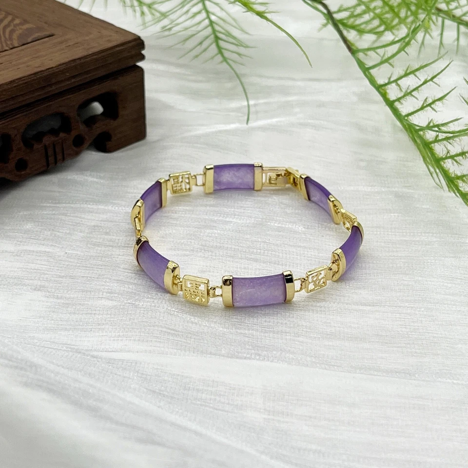 Pulsera de eslabones de jade de varios colores hecha a mano pulsera de piedras preciosas naturales Foto 3 de 4