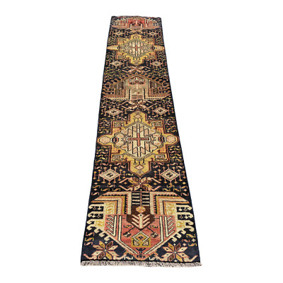 VINTAGE KAZAK TEPPICH HANDGEFERTIGT KAUKASISCHE WOLLE FLUR LÄUFER CARPET 9'3'' X 2'