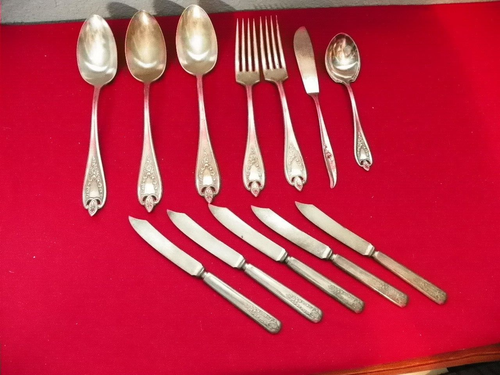 11 PIECES 1847 ROGERS OLD COLONY SILVERPLATE BOX 58 - 第 1/3 張圖片
