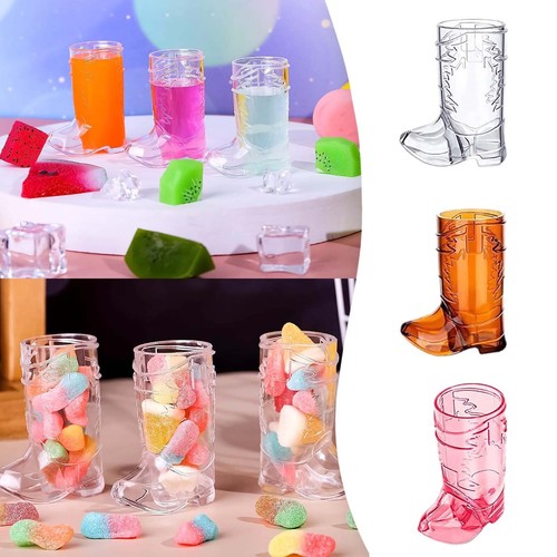 Western Cowboy Boot Shaped Plastic Shot Glasses Transparent Mini Cups For