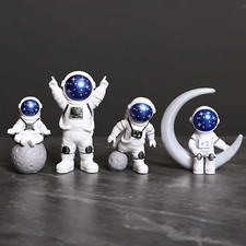 4-Pack Astronaut Statues - Spaceman Sculpture Figurines Outer Space Theme Decor
