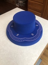 Vintage Psalm: CIV Women's Blue Hat Kentucky Derby 14  Wide Brim New