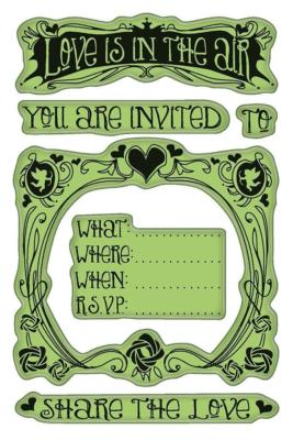 EK Success Brands 60-60241 Inkadinkado Cling Stamps, Valentine Party Invite