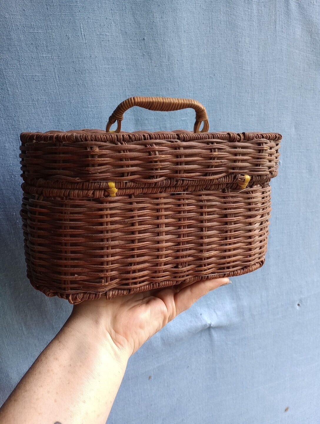 Vintage Handbag Lined Basket Wicker - image 4