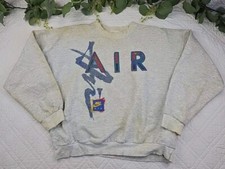VTG Nike Air Pullover Sweatshirt Gray Graphic 90's Size M Grunge Distressed