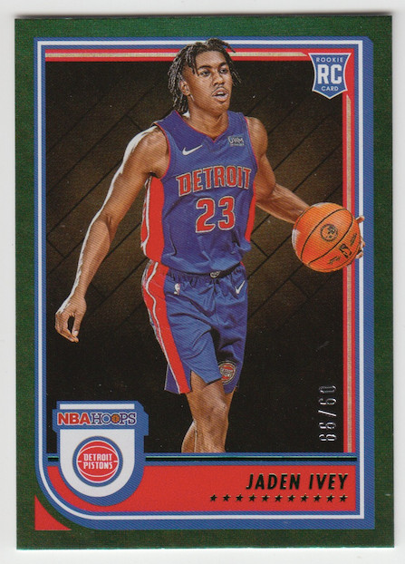 2022-23 Panini NBA Hoops Pistons Jaden Ivey Green Holo Foil #235 Rookie RC /99
