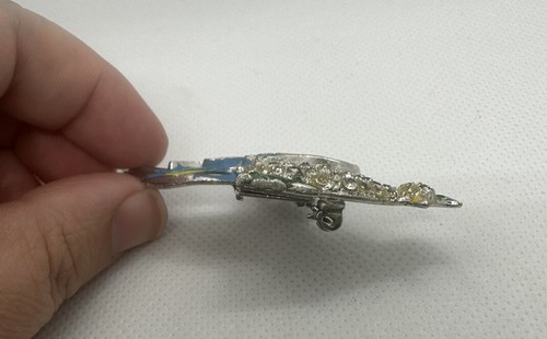 Vtg Coro Bird Calopsita Colorful Enamel Rhinestone Pin Left Side Duette As Is - Picture 4 of 5
