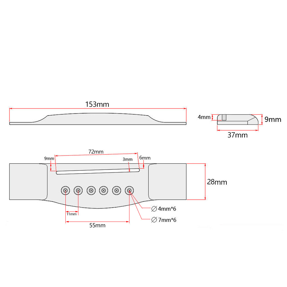 1 Pc Guitar Bridge for Acoustic Guitar Parts Replacement Saddle Through