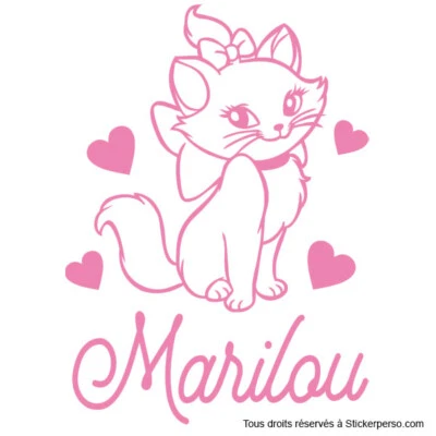 * 1 Sticker Marie des Aristochats - Prénom et couleur au Choix *