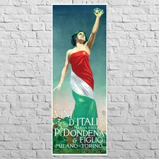 Poster Wines of Italy, 1920 | 17x47" Big size | Vintage Italian ad, Bar wall art