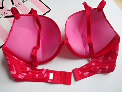 VS PINK ワインレッド ブラジャー 38C VICTORIA'S SECRET PINK Super Push-Up Bra VS Red Cherries 36D 38B