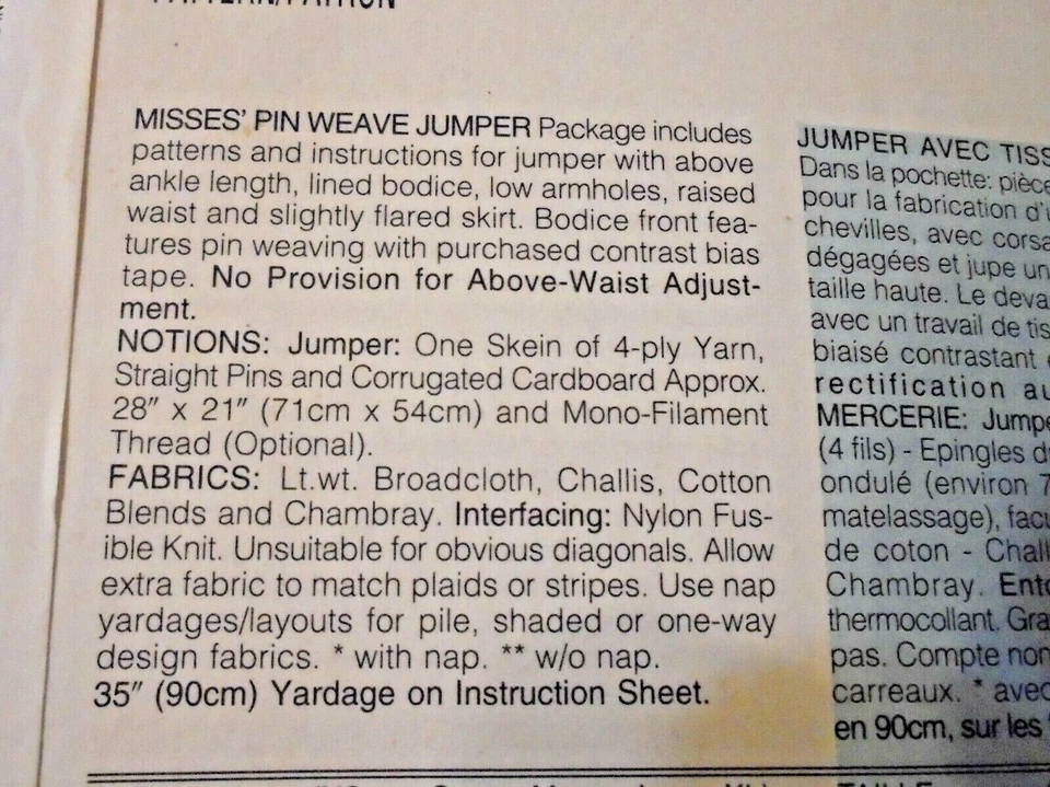 Butterick #4422 Pattern-sizes XS to XL Misses Pin Weave Bodice Jumper-NEW/FF - Image 3 of 4