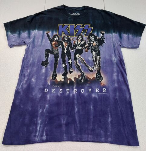 Kiss Destroyer T-Shirt Adult Medium 2005 Black/Purple Tie Dye Liquid Blue