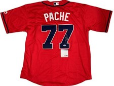 Christian Pache SIGNED #77 Atlanta Braves size XL red jersey w/PSA Rookie Graph