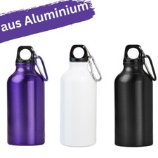 Aluminium Trinkflasche mit Karabiner Alu Wasserflasche Sportflasche Reisen 450ml