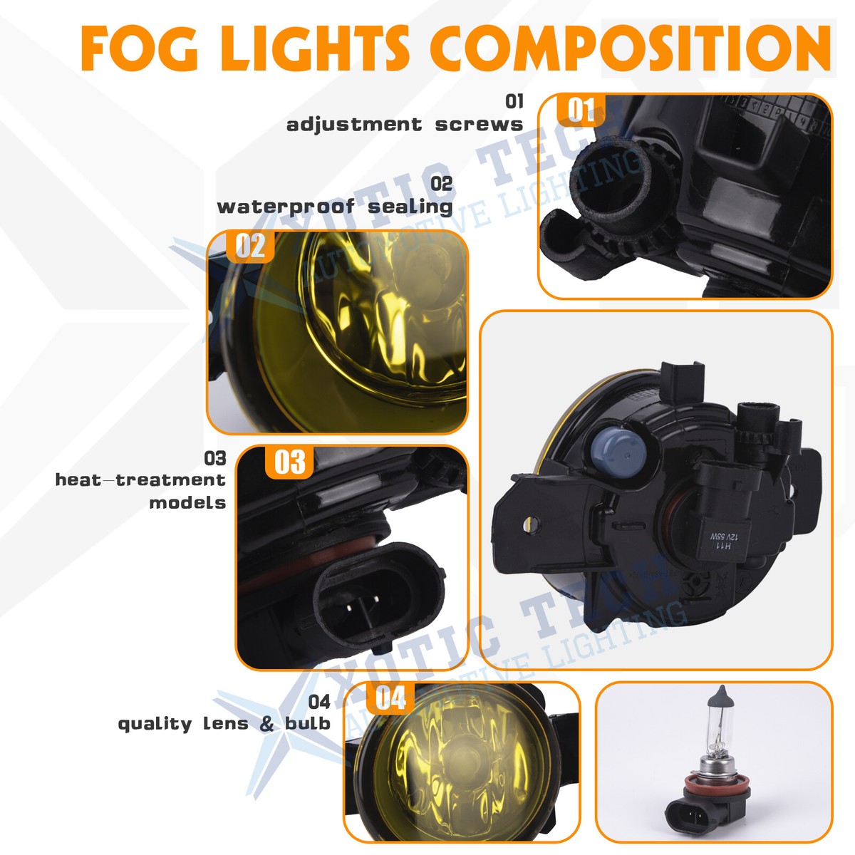 Golden Yellow H11 Fog Light Bulbs / Lamp Assemblies For Nissan Trucks & SUVs (Titan, Xterra, Frontier)