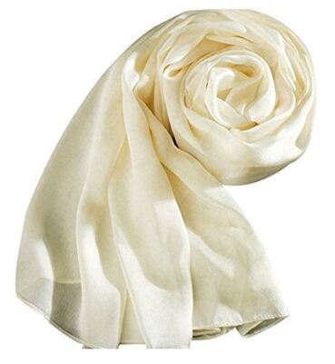 Eleganter großer 100 % SEIDE SATIN Schal Halstuch Hochzeit, Braut, Brautjungfer