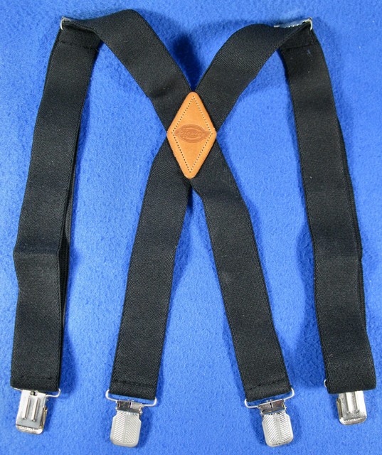 Dickies Suspenders Braces Black Elastic Adjustable Clip on Work Leather