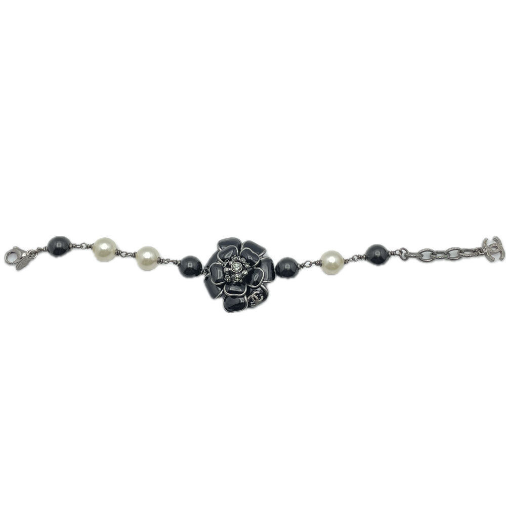 Chanel 10A Bracelet Camellia Coco Black Flower Rhinestone Chanel 10A Bracelet Camellia Coco Black Flower Rhinestone
