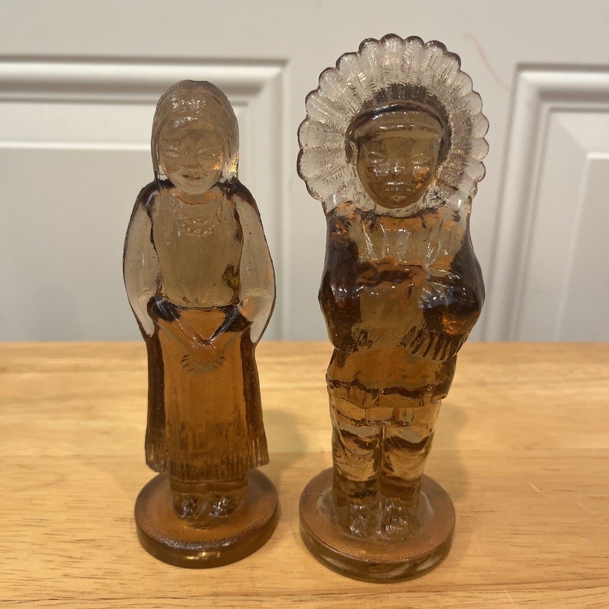 JB Craig Art Glass 1980's Amber Glass Native American Chief