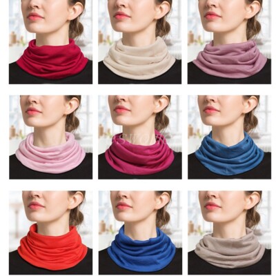 Women 100% Wool Neck Warmer Scarves Thermal Loop Neck Gaiter Half Face Mask 