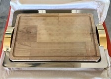 VASSOIO ACCIAIO INOX 18/10 TAGLIERE IN LEGNO LISTELLARE DISEGNATO DA GIUGIARO