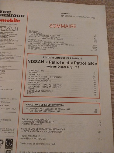 Revue Technique Nissan Patrol GR 2.8 D TD Diesel Baroud Grand Sud Pick Up LX SLX - Imagen 2 de 15