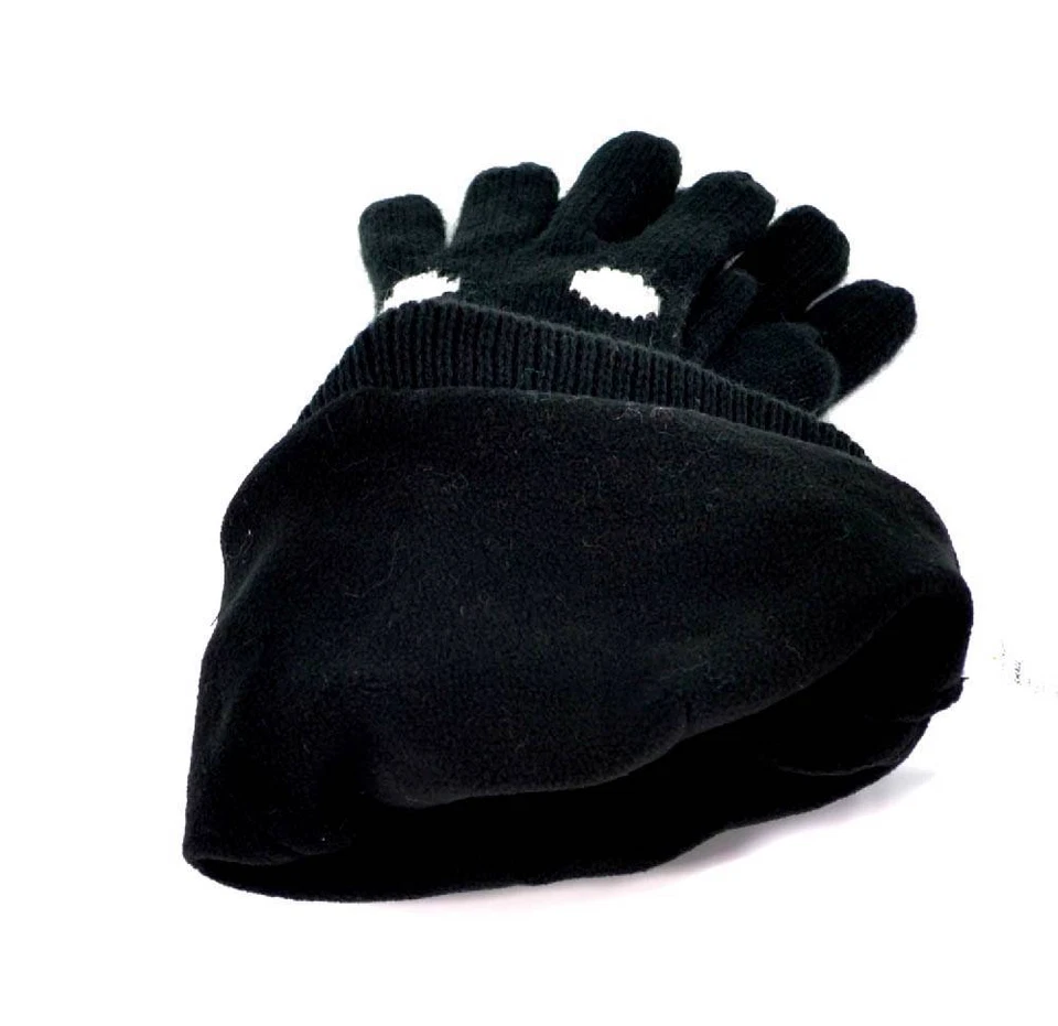 冬季跳豆儿童女孩豆豆帽和手套黑色粉红色 S 码全新 3060 — 第 4/4 张图片