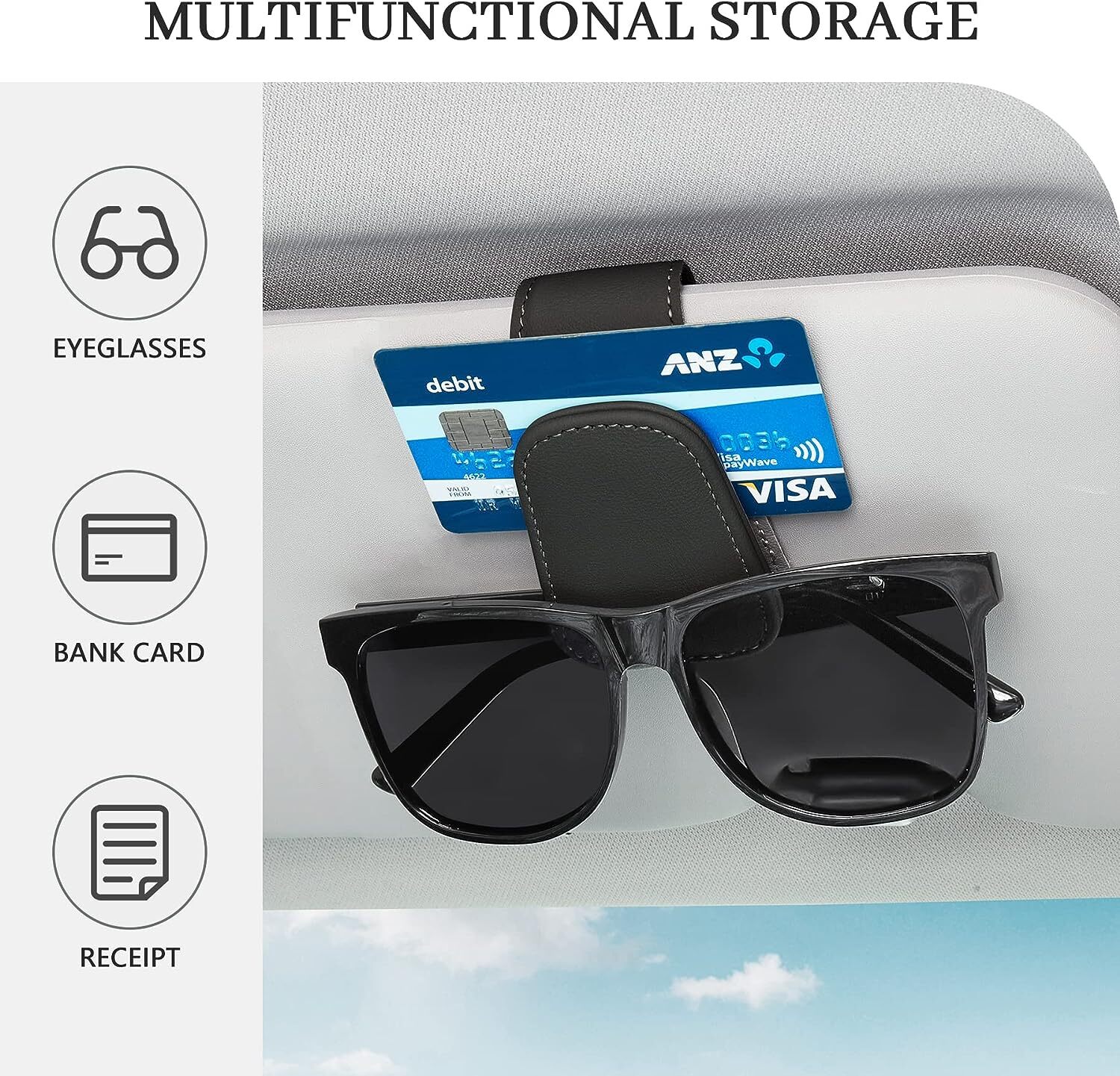 2x Car Sunglasses Clip Vehicle Sun Visor Eye Glasses Card