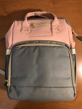 Diaper Bag Backpack with Changing Crib, Waterproof Stroller Straps, Large PINK