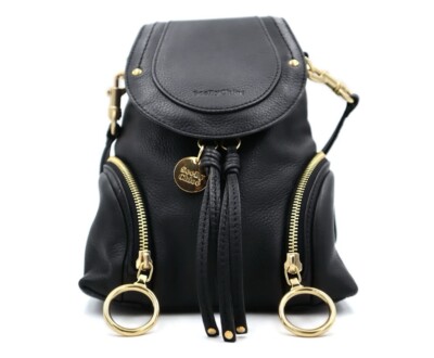 See By Chloe Black Leather Olga Convertible Handbag Mini Backpack Purse