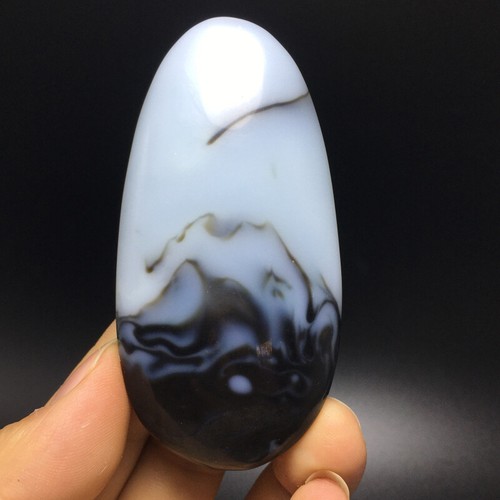 top NATURAL black chalcedony QUARTZ CRYSTAL Hand-carved Free body HEALING1pcs - Picture 4 of 4