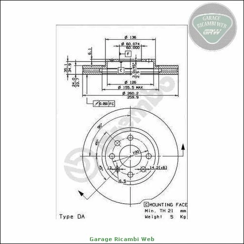 09.8601.75 Kit Coppia dischi freno Brembo Baffati Max Anteriore per OPEL MERIVA - Immagine 2 di 4