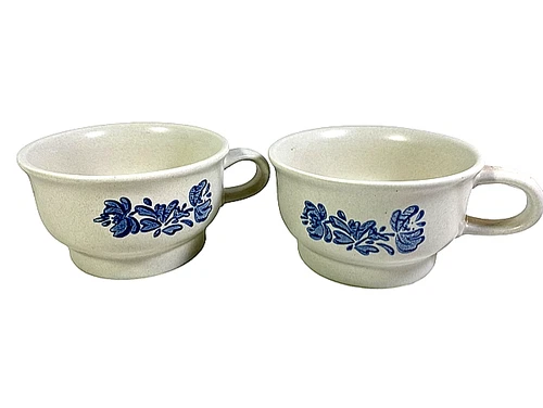 Vintage Pfaltzgraff Yorktowne Flat Cups Coffee Soup Chili Mugs Set Of 2 READ