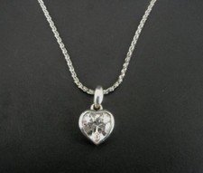 Cubic Zirconia Heart Sterling Silver 925 Chain Pendant NECKLACE