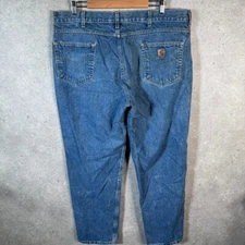 Vintage Carhartt Workwear Carpenter Jeans Men W42 L32 Blue Denim Relaxed Fit USA