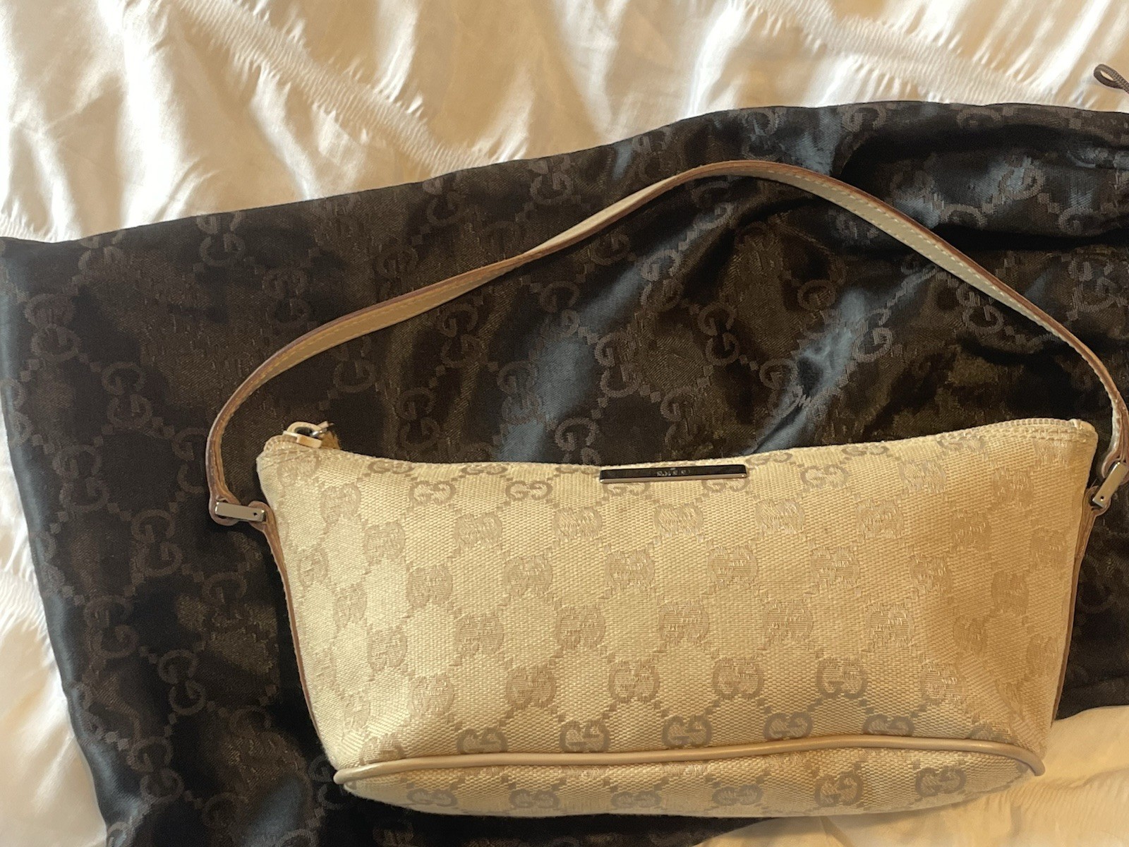 Gucci GG Monogram Boat Pochette tracolla borsa a mano beige vintage Tom Ford epoca