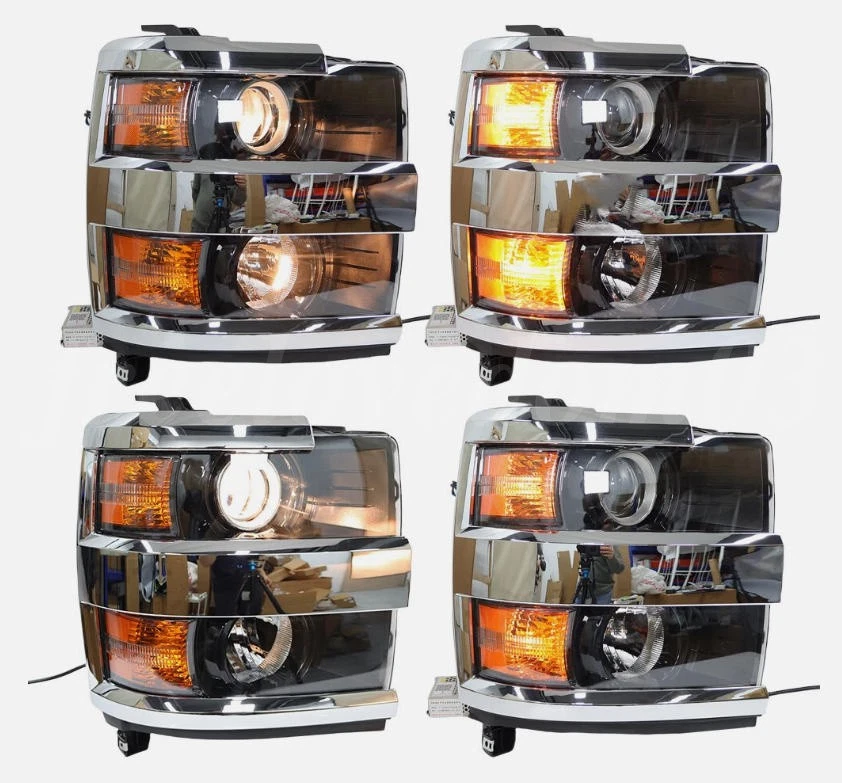 Halogen Chrome Headlight Head Lamp PAIR For Chevy Silverado 2500 3500 2015-2019 - Image 2 of 4