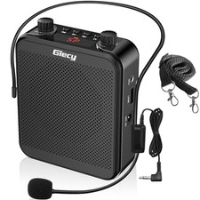 30W Portable Voice Amplifier with Wired Microphone Headset, 2800mAh True Black