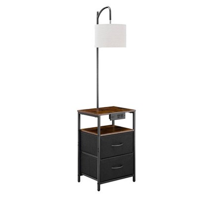 Modern 3-in-1 End Table with Lamp, 3 Light Modes & 4-Port Charging Station