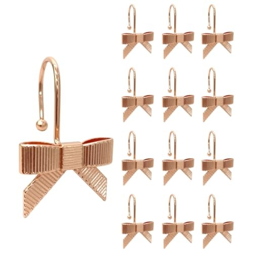 12 Stück Deko Duschvorhanghaken, Schleife Knoten Gardinenhaken Dusche Rosegold - Bild 1 von 6