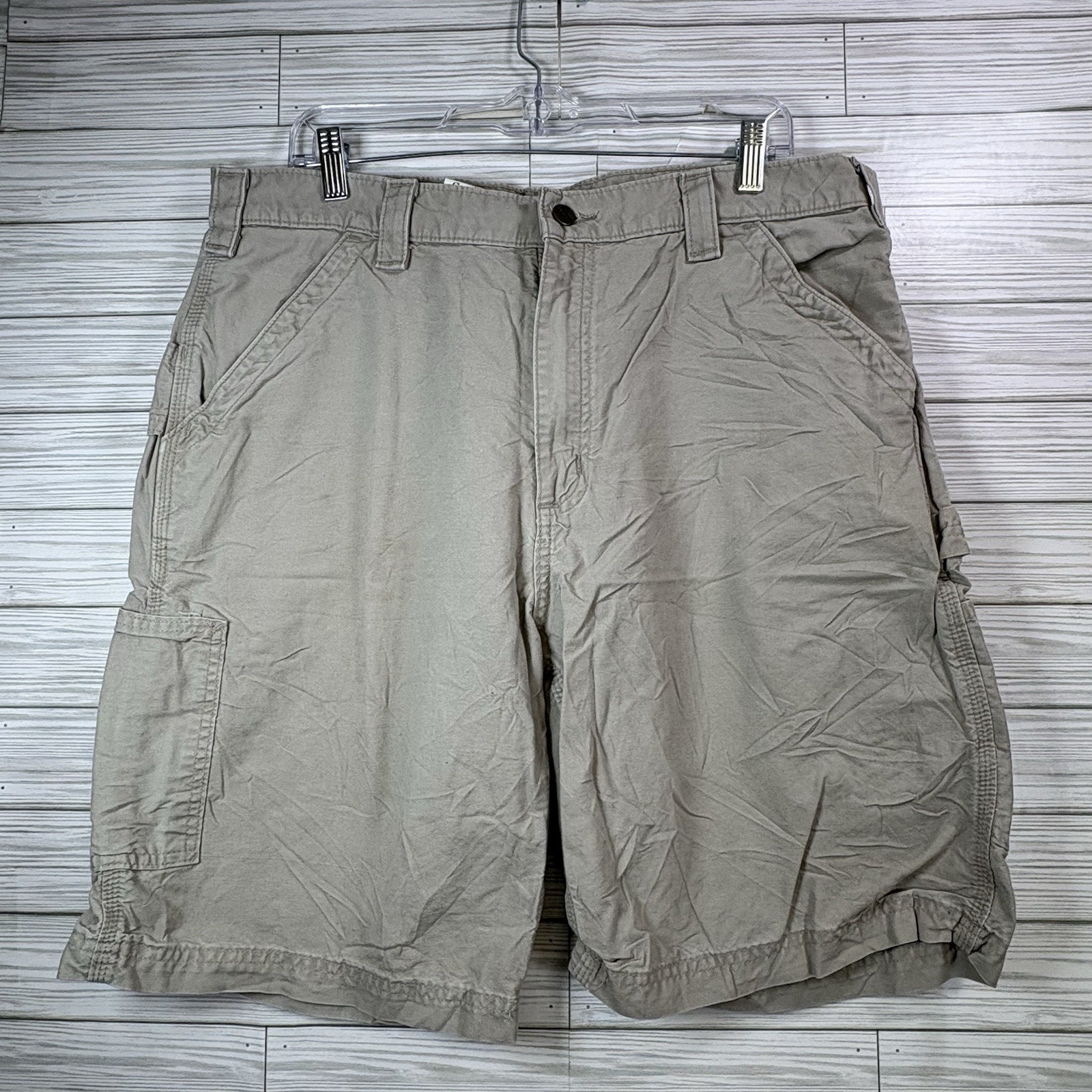 Carhartt Carpenter Men's Cargo Shorts Khaki Duck Canvas Work Classic Sz 36
