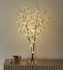 32-Inch Lighted Willow Branches, 100 LED, Timer, Battery Operated