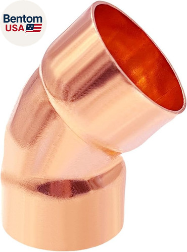 1Pack 1-1/4" C X C Copper 45 Degree Elbow, Sweat Solder Pipe Fitting