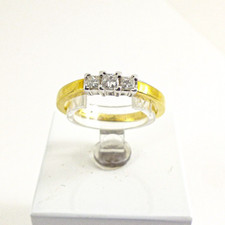 18ct Gold Diamond Ring Trilogy Three Princess-cut 0.35ct Hallmarked  Size N