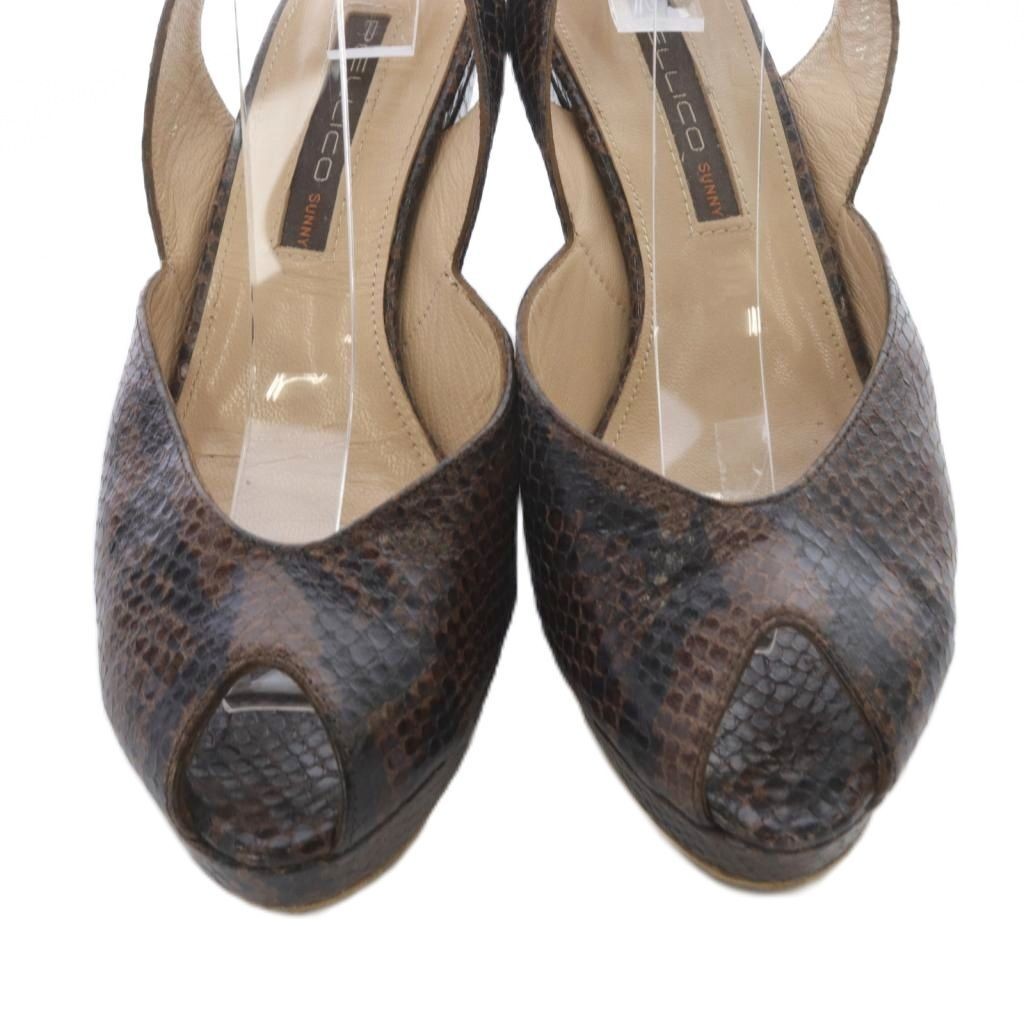 Pellico Sandals Python Pattern Strap 37 Brown /Sr… - image 4