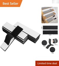 Versatile Black Adhesive Hook and Loop Strips - 1x4 Inch, 15 Sets for Home Use