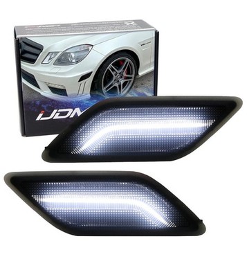 Smoke Lens White Full LED Strip Side Marker Lights For 2010-13 Mercedes E Coupe