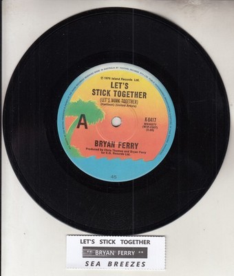 BRYAN FERRY Let's stick together 7'' 45 rpm vinyl record + juke box title strip