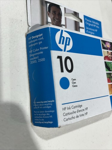 Genuine HP 10 Cyan Ink Cartridge C4841A New Sealed OEM -Dated 2009 Free Shipping - Picture 2 of 6